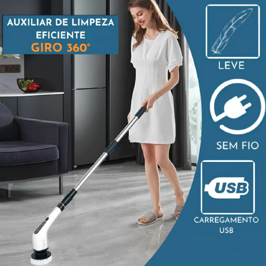 Escova de Limpeza Recarregável Scrubber Turbo - Imagem 6